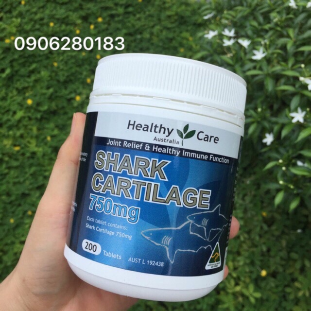 Viên Uống Sụn Vi Cá Mập Úc, Giảm Đau Cứng Khớp HEALTHY CARE SHARK CARTILAGE 750MG, Lọ 200 Viên