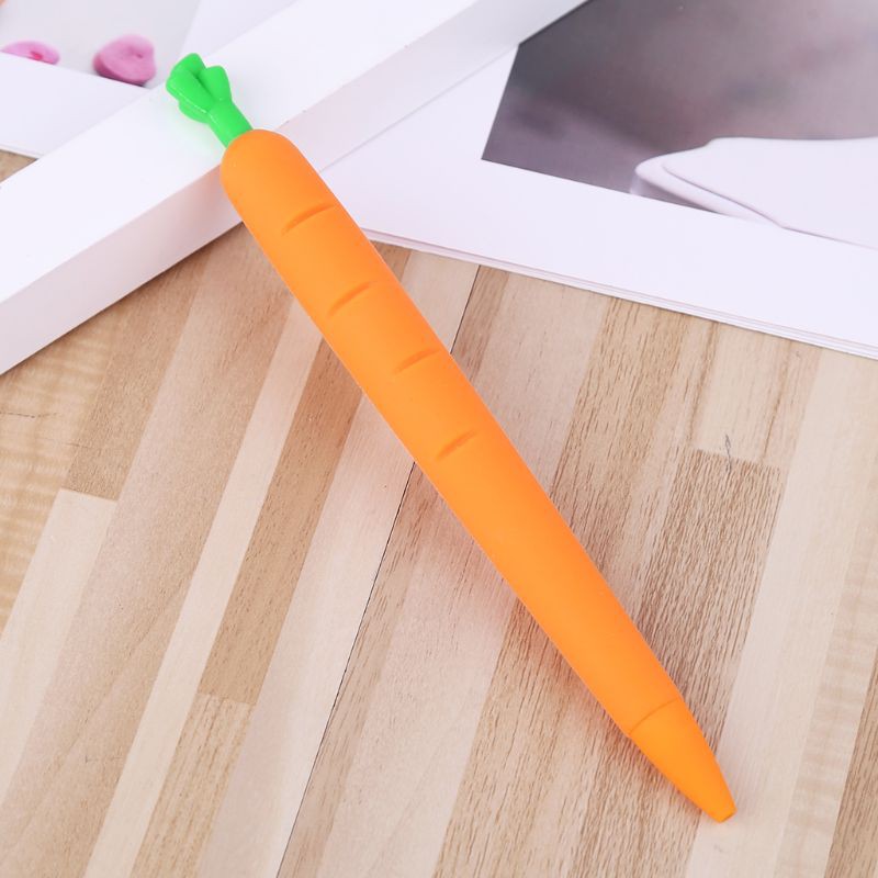 Bút Chì Bấm Ngòi 0.5mm Thiết Kế Hình Củ Cà Rốt Vỏ Silicon Dễ Thương