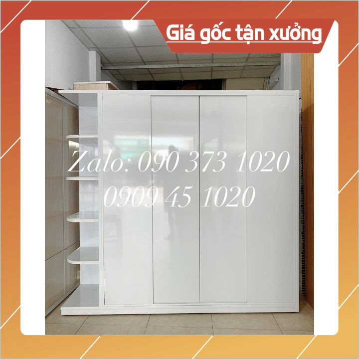 Chỉ Ship HCM - Tủ Nhựa Đài Loan 4 Cánh Có Kệ Trang Trí ,  Ngang 2m05,Cao 1m8, Sâu 50cm