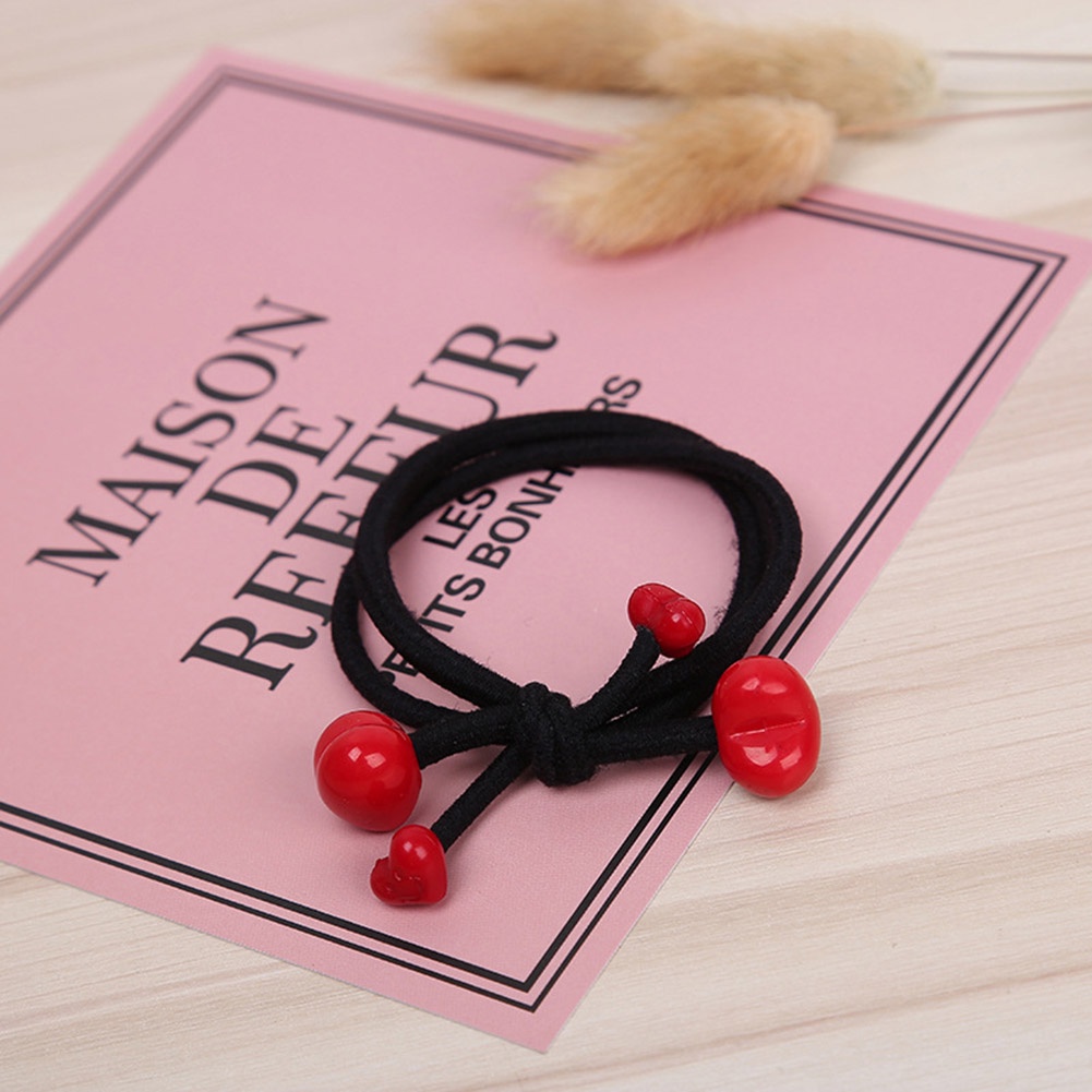 Dây buộc tóc đính hạt đỏ nhân tạo thời trang