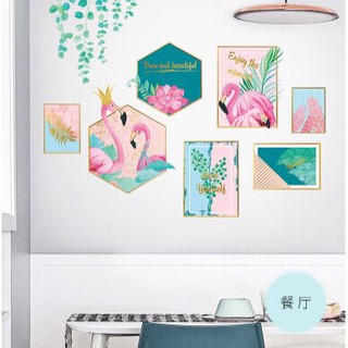 Combo 2 bức decal dán tường mẫu hồng hạc