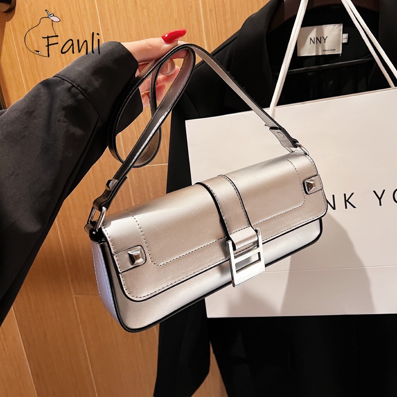Fanli Túi Xách Đeo Vai Hình Vuông Nhỏ Màu Bạc Nhập Khẩu Từ Pháp Thời Trang Cho Nữ