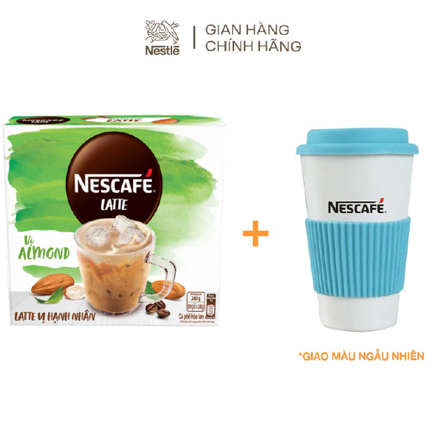 [Tặng ly nhựa Nescafe] Cà phê sữa hạt Nescafé Latte sữa hạt vị hạnh nhân (Hộp 10 gói x 24g)