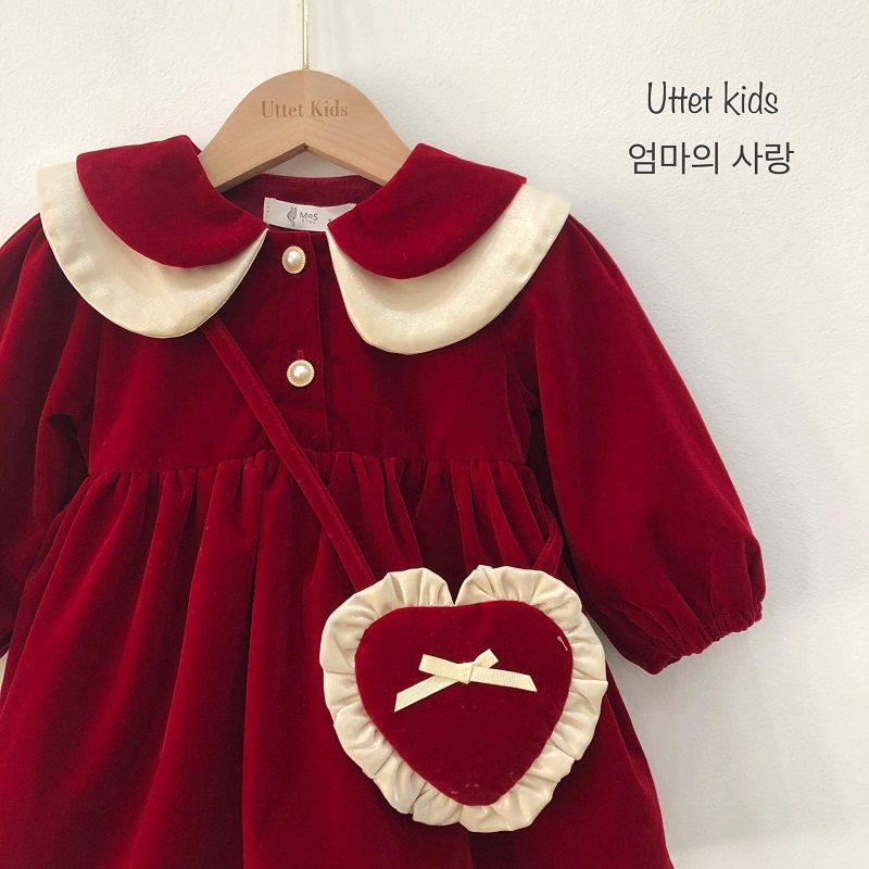 VÁY NHUNG HÀN QUỐC KÈM TÚI MẶC TẾT CỰC KỲ ĐẸP DÀNH CHO BÉ SIZE 80 ĐẾN 120