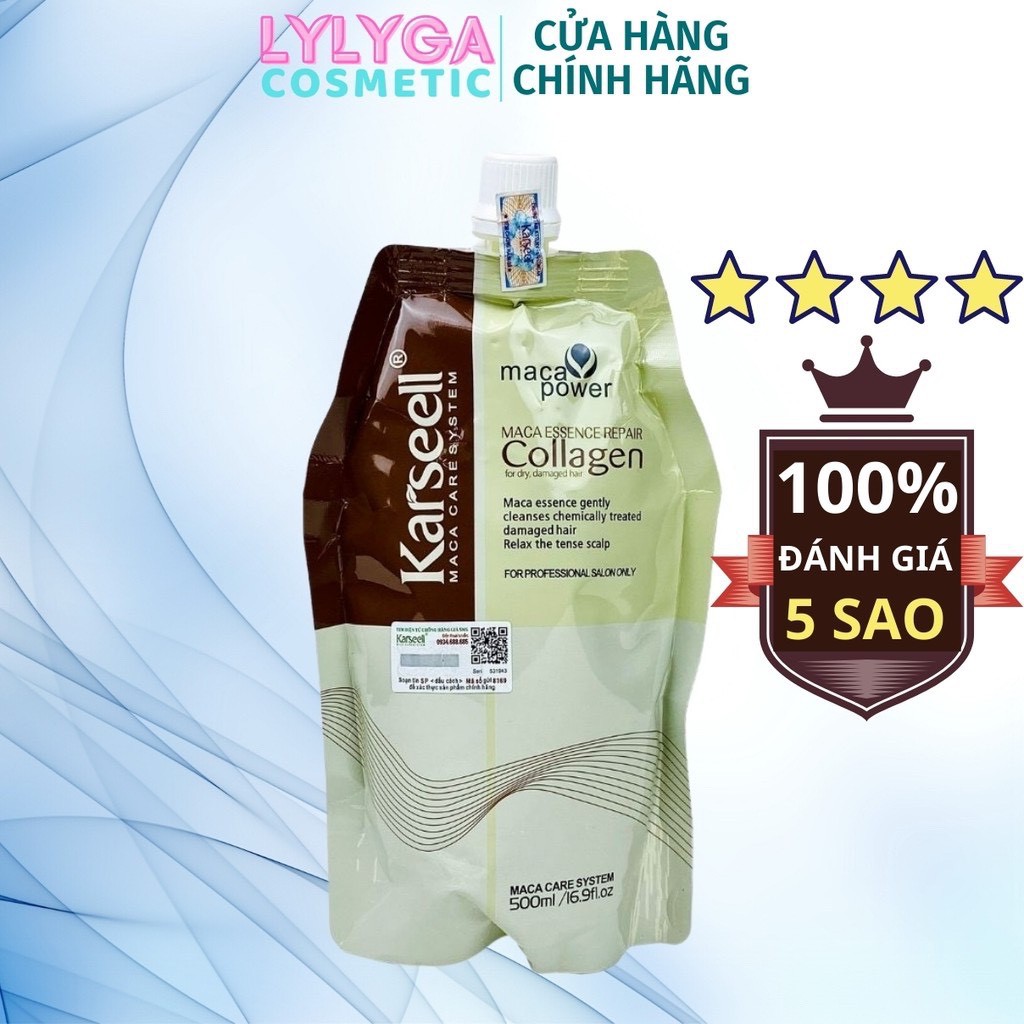 FREESHIP ủ tóc collagen phục hồi hư tổn Karseell Maca (500ml), Hấp ủ tóc thẳng mượt bổ xung collagen LOẠI 1 CÓ TEM UT50