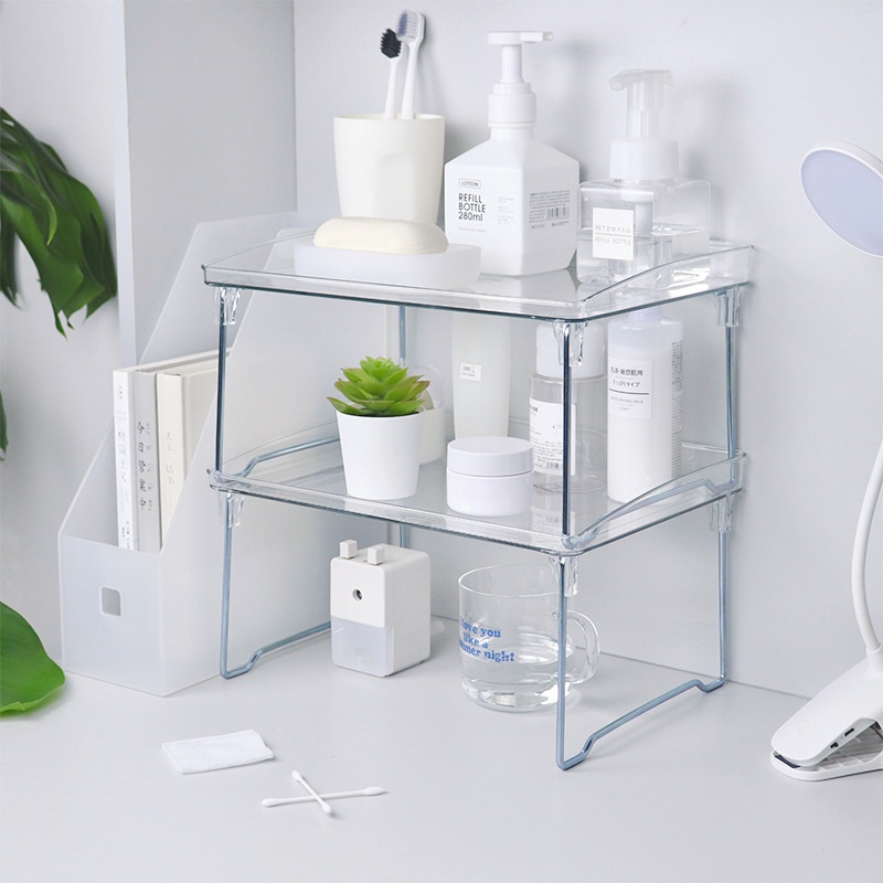 Kệ sách để bàn mica trong suốt Béo shop giá đựng đồ đa năng gấp gọn bằng nhựa Acrylic có thể xếp chồng tiện lợi