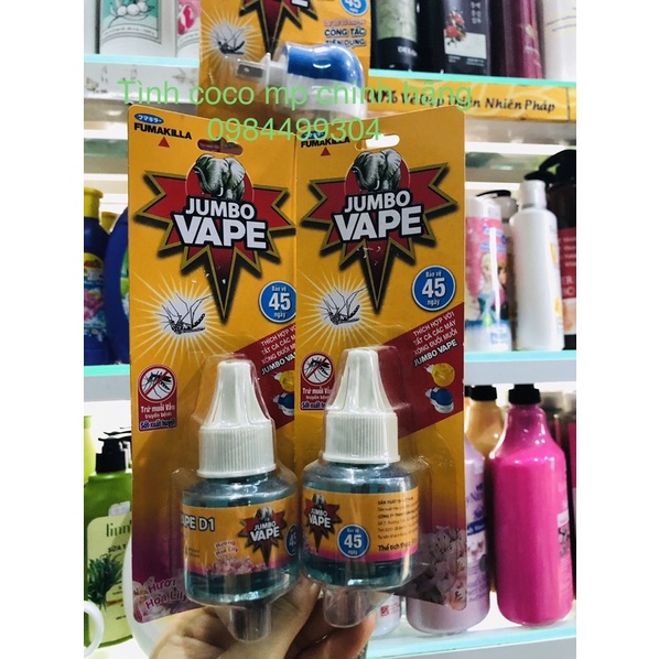 Combo 2 lọ Chất xông đuổi muỗi Jumbo Vape,tinh dầu cắm máy xông đuổi muỗi Jumbo vape,hương hoa lily 34ml