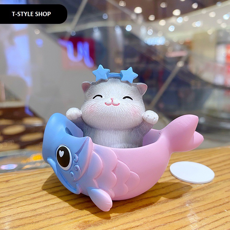 Tượng lắc lư để bàn - xe hơi Mèo Cá chép FULL BOX