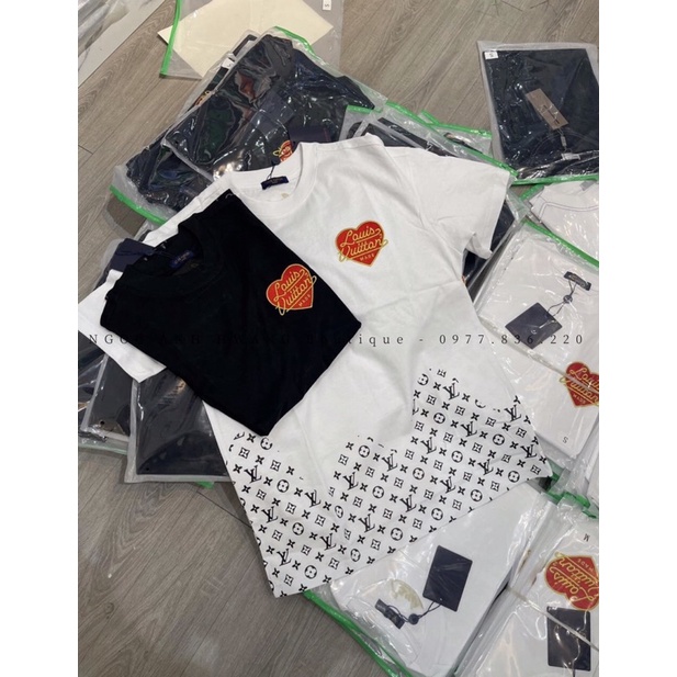[FREESHIP ĐƠN TỪ 50K] Áo Thun Nam Nữ  LV Trái Tim Chữ Ngực Streetwear Áo Phông Nam Form Rộng Basic Cotton Oversize