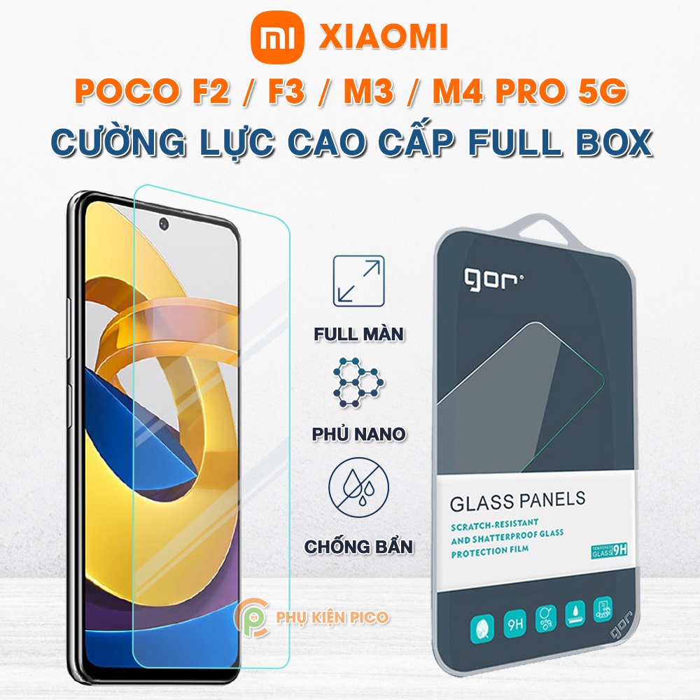 Kính cường lực Xiaomi Poco F2 Pro / F3 / Poco M4 Pro 5G full màn hình chính hãng Gor - Dán màn hình Xiaomi Poco M3 Pro