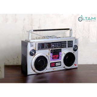 [LỚN BẰNG KÍCH THƯỚC THẬT] Mô hình máy catssette radio Sharp chữ nhật màu bạc cổ điển tỷ lệ 1:1 MHVT-MCSR-05
