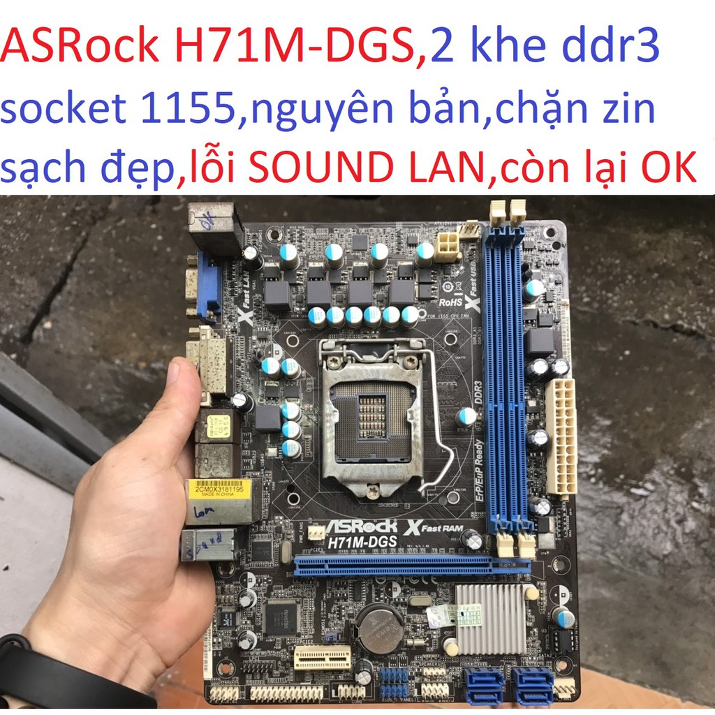 bo mạch chủ máy tính ASRock H71M DGS 2 khe ram ddr3 socket 1155 mainboard Main PC H71