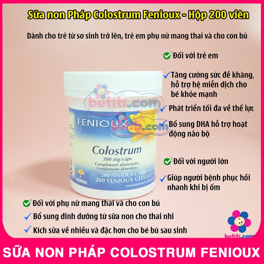 Sữa Non Pháp Fenioux Colostrum Hộp 200 Viên