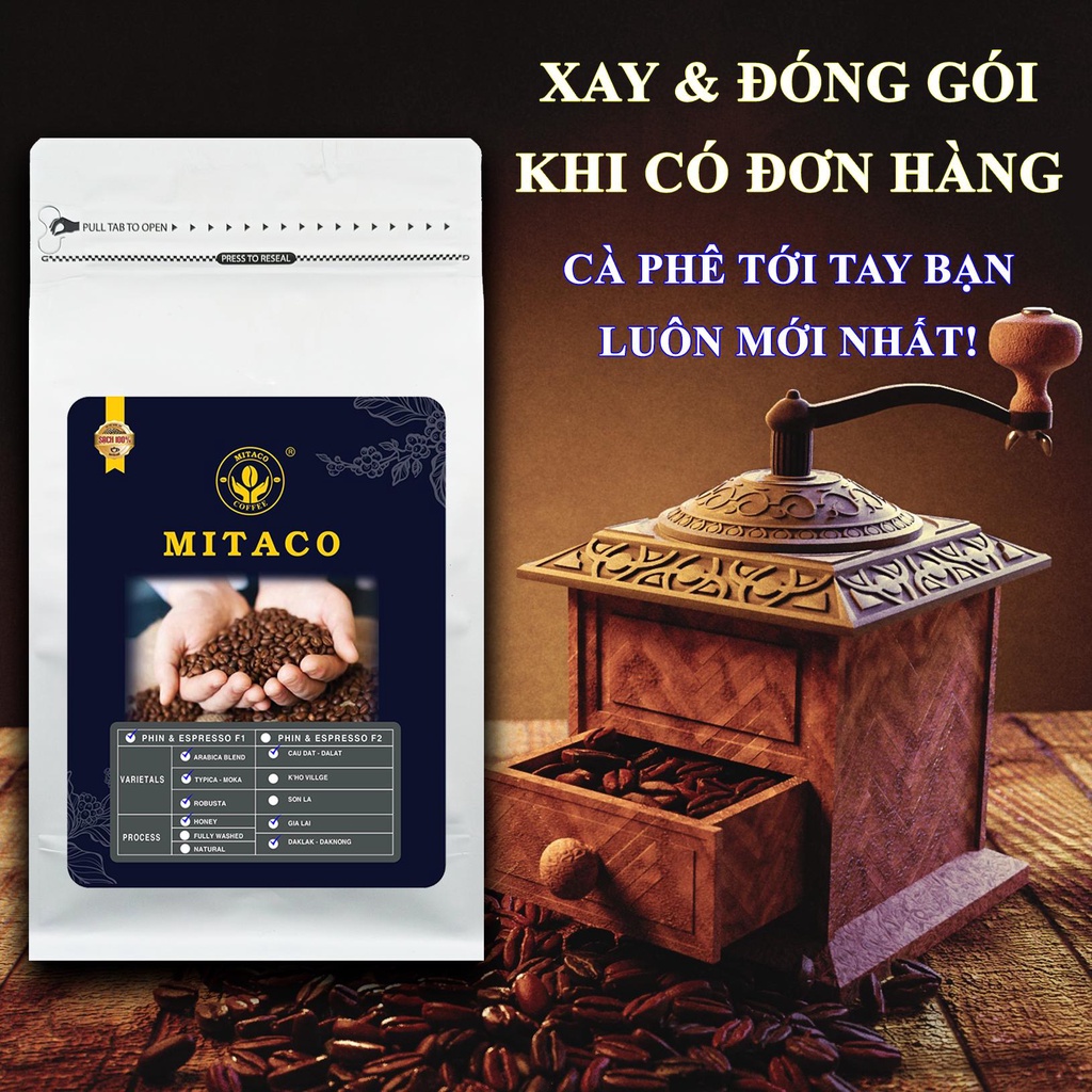 Cà phê nguyên chất Thượng Hạng F1 MITACO COFFEE (Gói 250g)