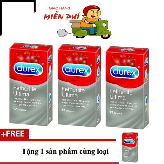 Combo 03 hộp Durex  Fetherlite tặng thêm 1 hộp cùng loại