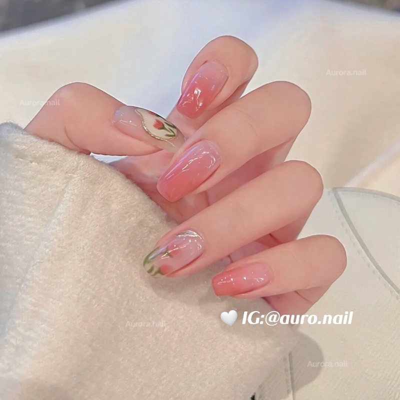 Set 24 móng tay giả hoạ tiết dễ thương trending tặng dũa