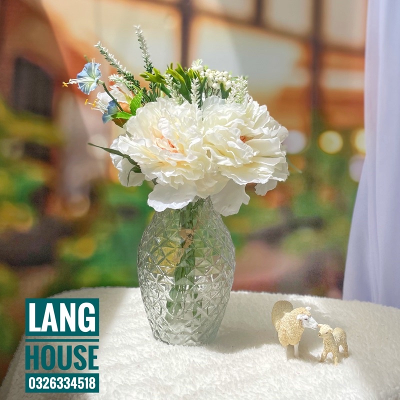 Lọ Hoa - BÌNH HOA THUỶ TINH ĐẸP mã LHTT001 Cao 20cm Trang Trí Decor Phòng Khách