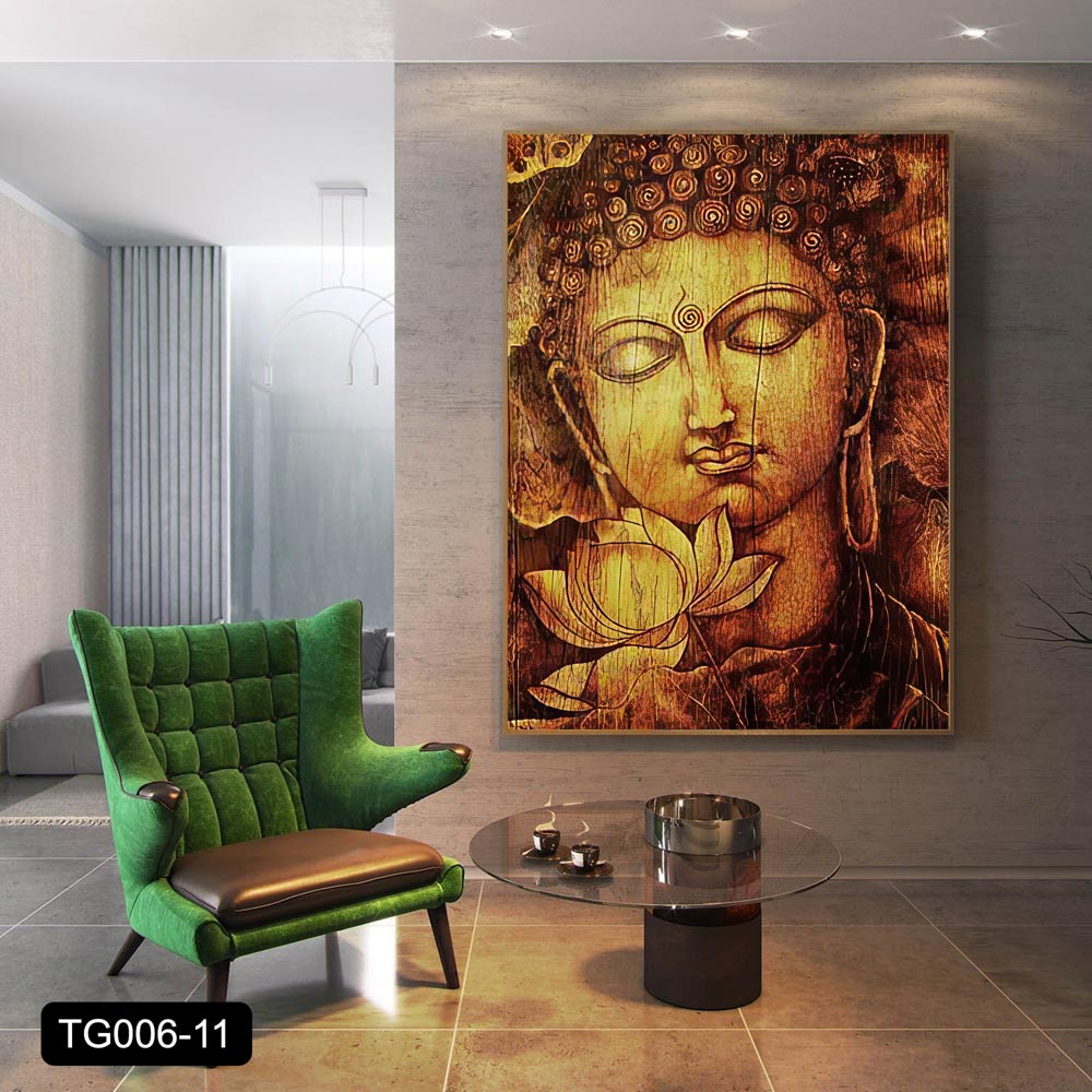 Tranh canvas treo tường đầu Phật nhiều mẫu- 45 x 60 cm