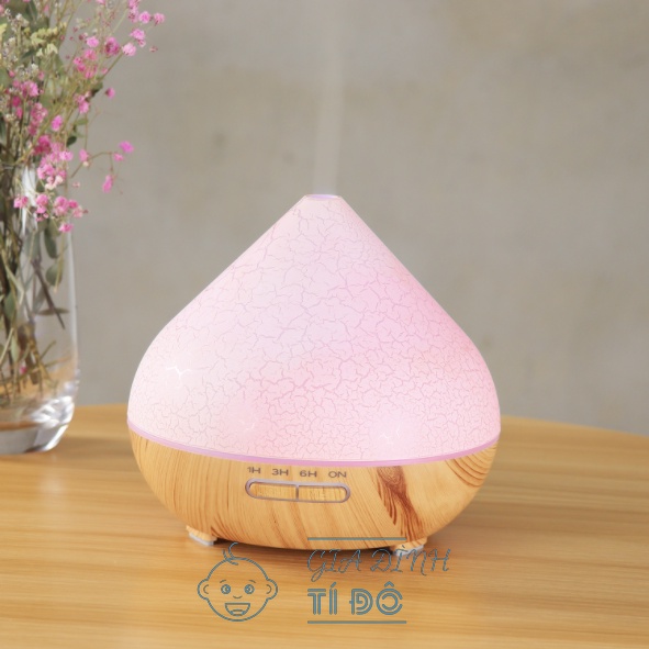 Máy Xông Tinh Dầu Hình Búp Sen dung tích 550ml Tích Hợp Led 7 Màu Làm Đèn Ngủ