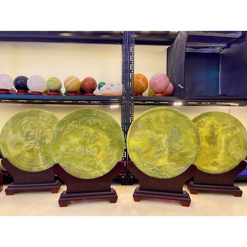 Đồng Tiền Đá Ngọc Xanh Pakistan Phong Thuỷ