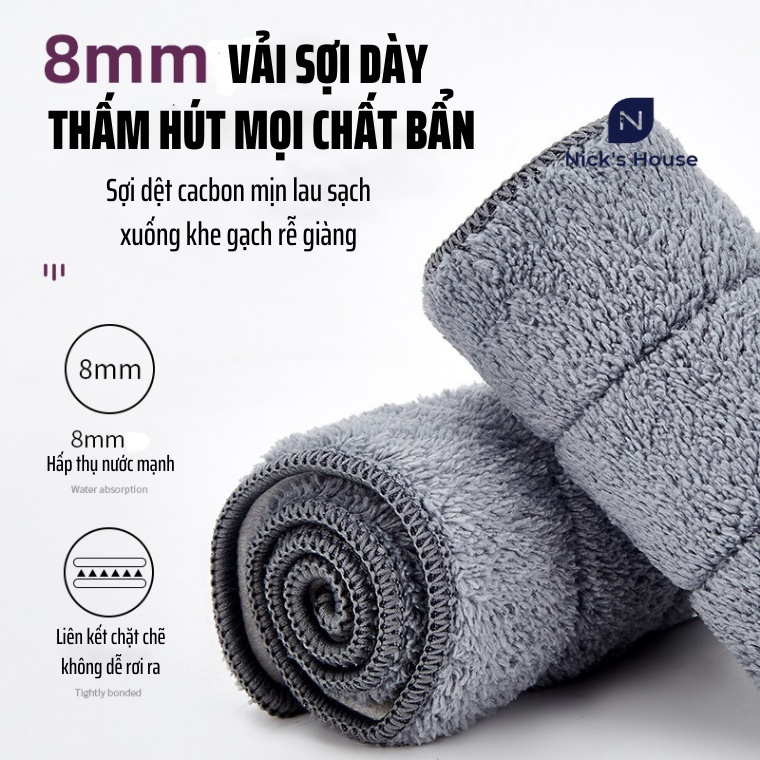 Miếng Vải - Bông Lau Thay Thế Cây Lau Nhà Thông Minh Tự Vắt Tiện Lợi - Kích Thước 33x12cm và 38x12cm Hình Chữ Nhật