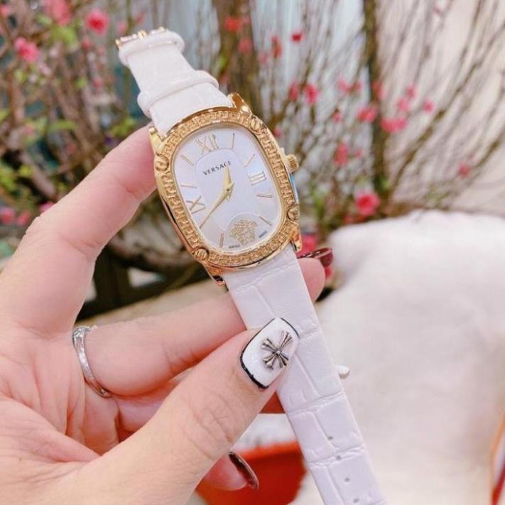 Đồng hồ nữ versace dây da, viền mặt thép tinh tế, siêu bền bảo hành 12 tháng