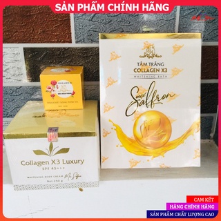Combo kem body luxury + tắm trắng collagen x3 + kích trắng collagen x3 luxury mỹ phẩm đông anh chính hãng