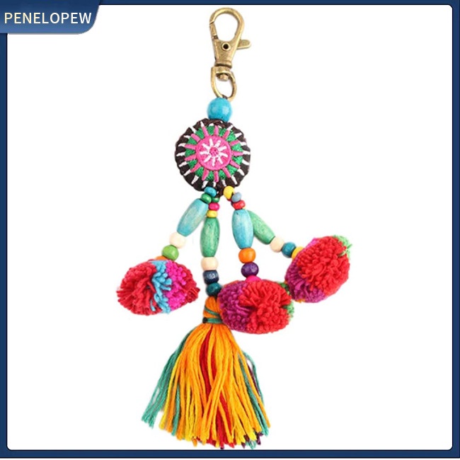 Móc Khóa Chuỗi Hạt Phối Tua Rua Phong Cách Boho Độc Đáo