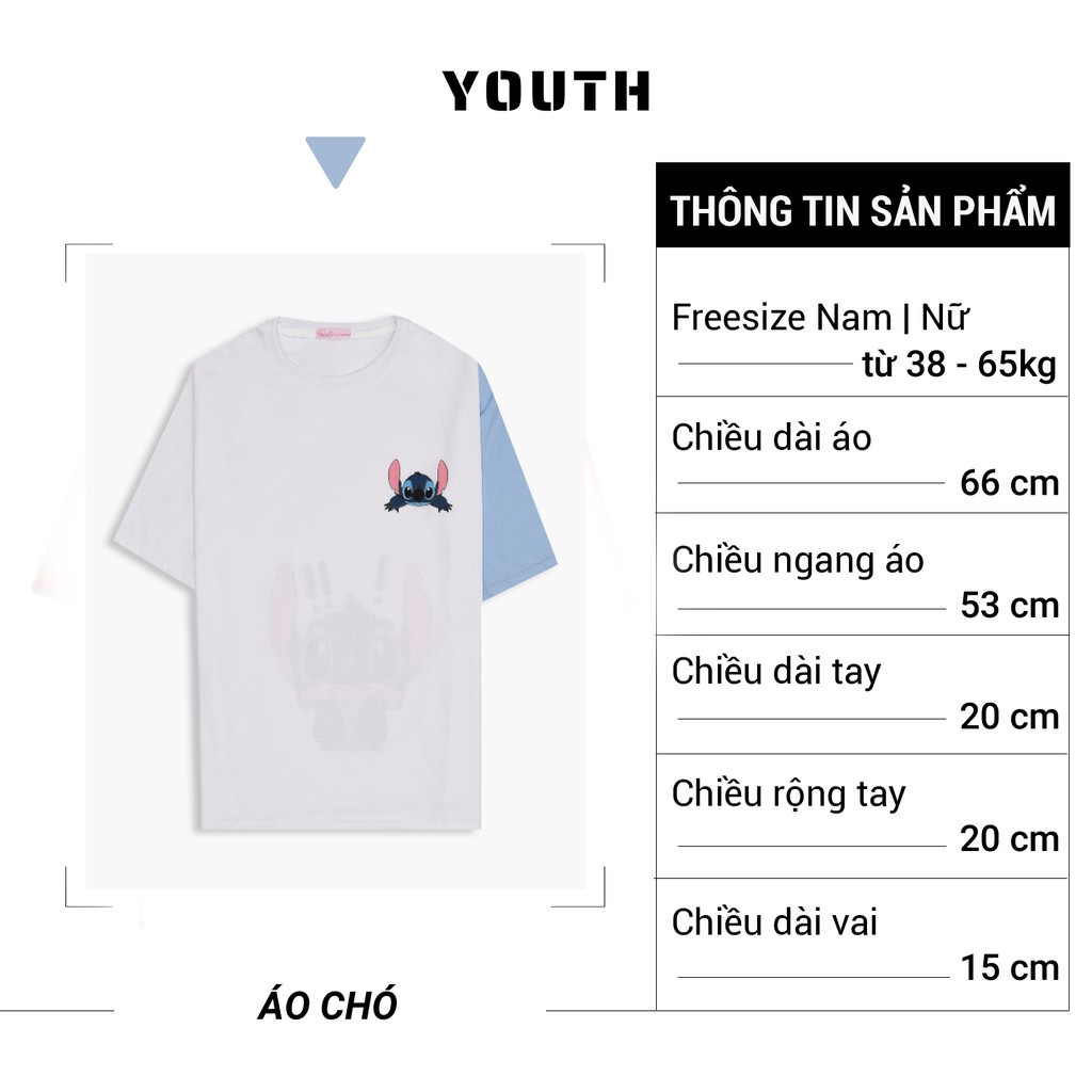 Áo thun nam nữ unisex YOUTH form rộng cổ tròn tay lỡ vải Cotton xịn FreeSize(38-65Kg) - Áo Chó - AP54