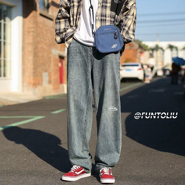 Quần jeans Dài Dáng Rộng Phong Cách Thời Trang Hàn Quốc Cho Nam Giới Size S-3XL