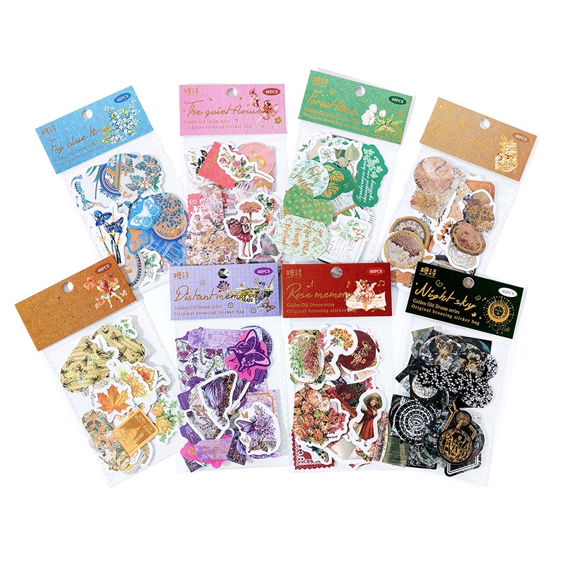Set 40 Sticker Viên Đạn Mạ Vàng Dùng Trang Trí Sổ Tay DIY
