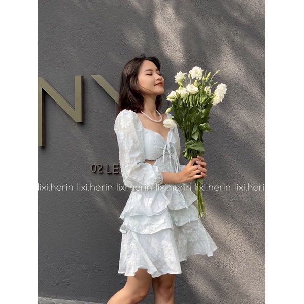 Đầm thiên nga trắng khoét eo tùng xếp tầng thời trang dự tiệc daoh phố cực xinh  SWAN DRESS