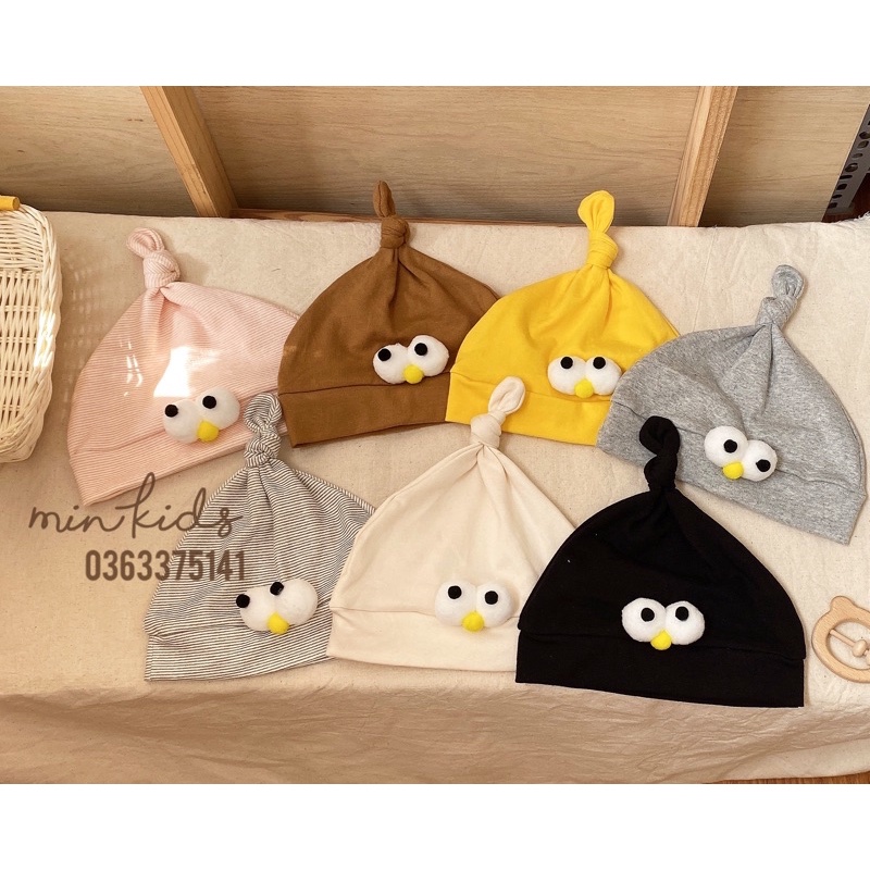 Mũ cotton hoạ tiết mắt chim nhiều màu cho bé