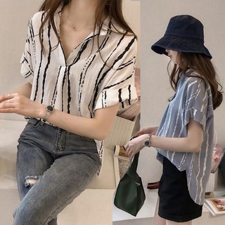 Sơ mi kẻ sọc dáng rộng