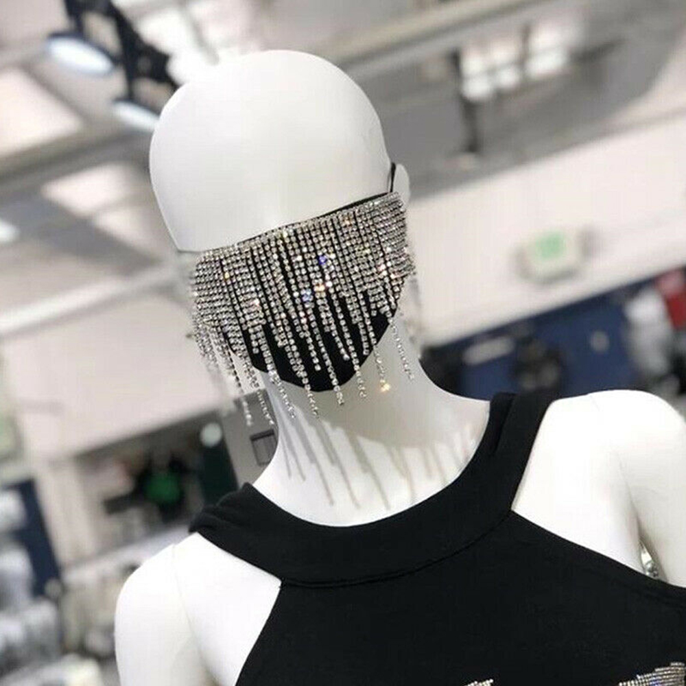 Khẩu trang gắn tua rua kim cương giả lấp lánh cho nữ | BigBuy360 - bigbuy360.vn