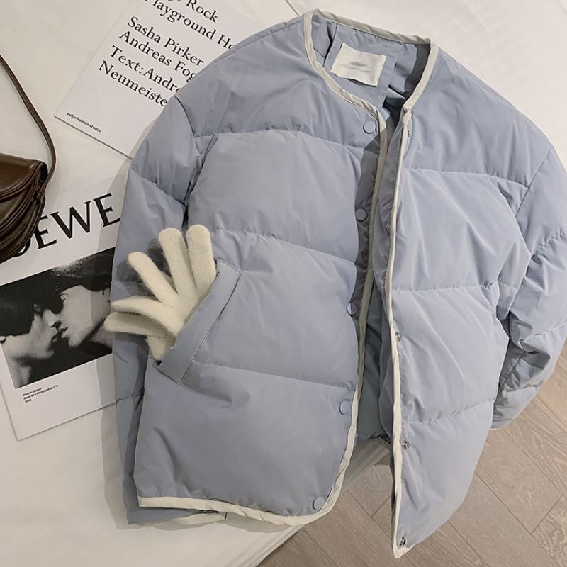 Áo khoác đệm cotton dày cổ tròn thời trang mùa đông 2021 phong cách Hàn Quốc