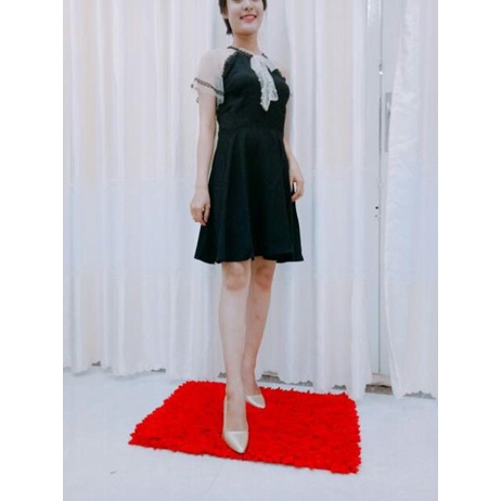 Đầm dự tiệc đầm xòe đi đám cưới phối lưới nude xinh đẹp hot nhất IVY