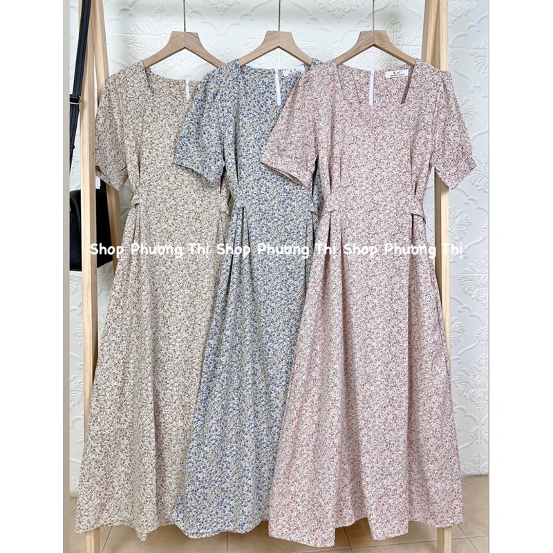 Váy hoa nhí cổ vuông trơn cộc tay 3 màu mới về (hình thật/sẵn) | BigBuy360 - bigbuy360.vn