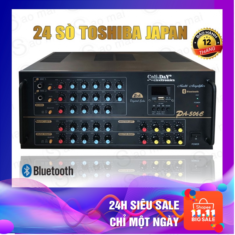 Amply 24 Sò Bluetooth Sân Khấu Karaoke Hội Thảo Gia Đình Cali.D&Y PA-506C