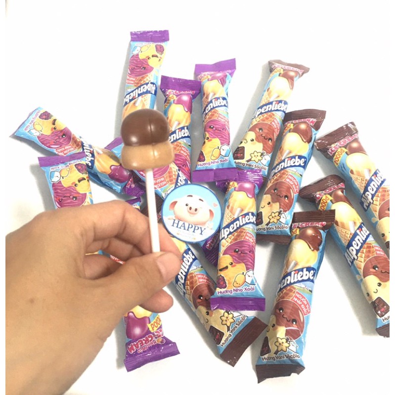 Kẹo mút ICE-CREAM ALPENLIEBE hương Vani Sôcôla/Nho Xoài que 14,5g