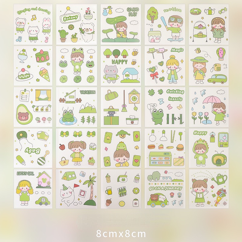 Bộ 100 Tờ Sticker Hoạt Hình Xinh Xắn Dùng Trong Trang Trí
