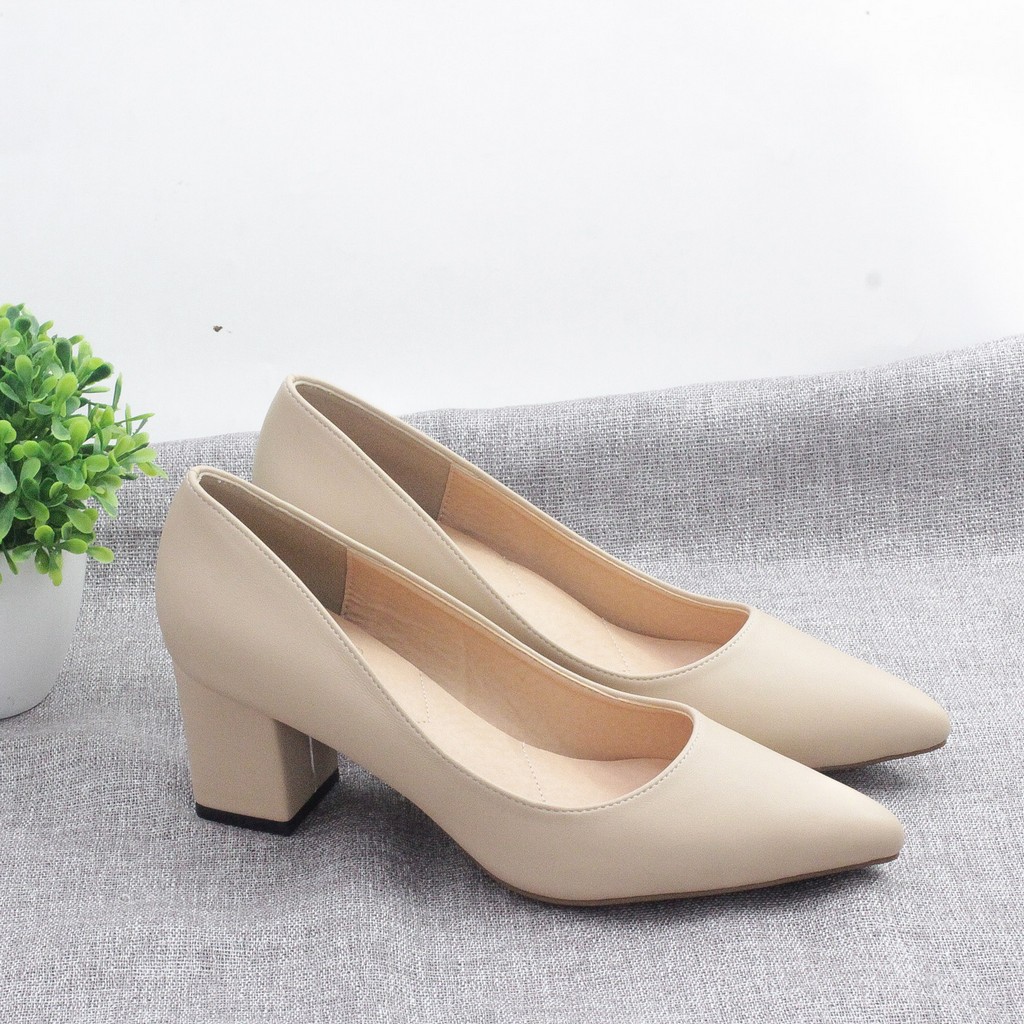 Giày Cao Gót 5cm Đế Vuông Trơn Basic 4075