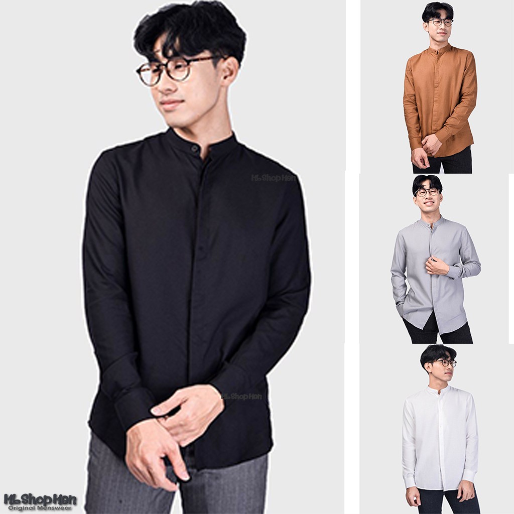 Áo sơ mi nam dài tay Hàn Quốc form body, vải Modal chống nhăn