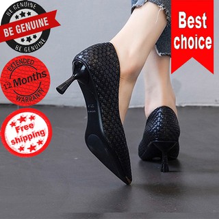 Giày Cao Gót Chính hãng LINUS 299  Thời trang Cao cấp Mũi sắt si đan Không đau chân BH 12 tháng Đen Xanh Trắng