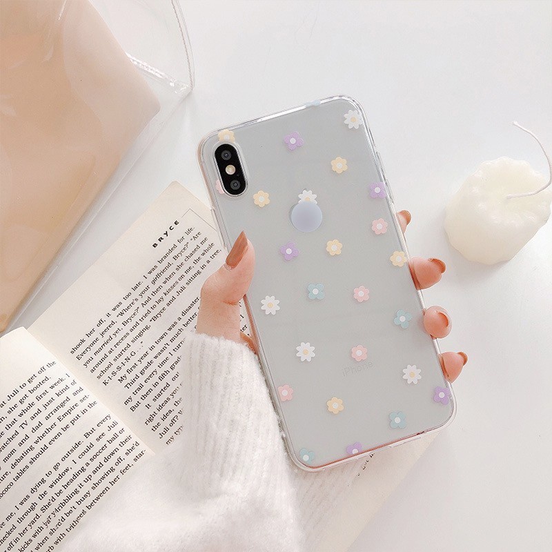 Ốp trong suốt in hình hoa nhỉ ốp lưng iphone bảo vệ cho 11/11Pro/11pro Max X XR XS XS MAX /6 7 8 Plus SE t05