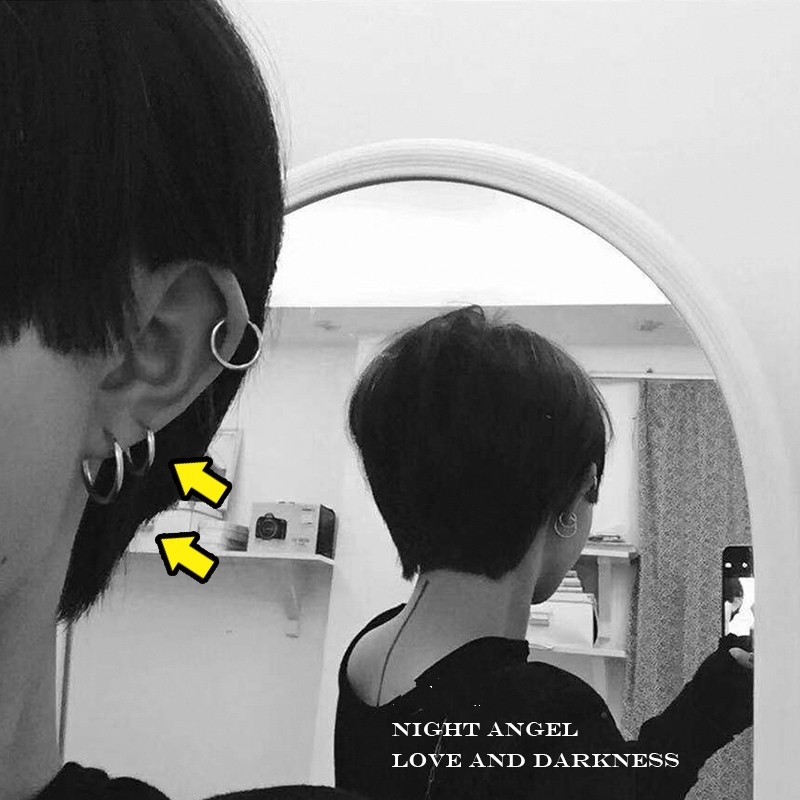 Hoa Tai Kim Loại Dạng Tròn Phong Cách Tối Giản Cho Cặp Đôi