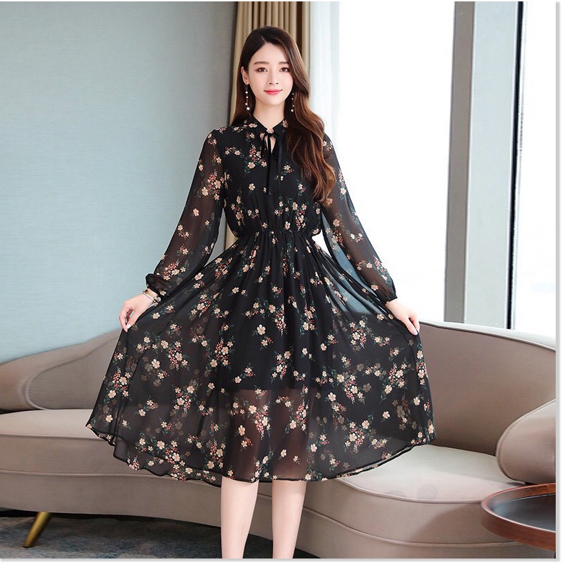 ĐẦM LỤA HOA,HỌA TIẾT ĐƠN GIẢN NHƯNG KHÔNG KÉM PHẦN SANG TRỌNG THỜI TRANG MỚI KME