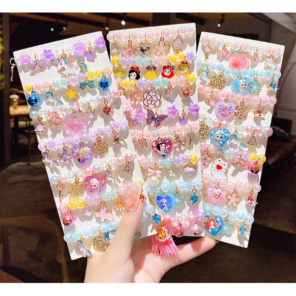 Vòng tay hợp kim hình ELSA, BẠCH TUYẾT, Nàng Tiên Cá cho bé gái