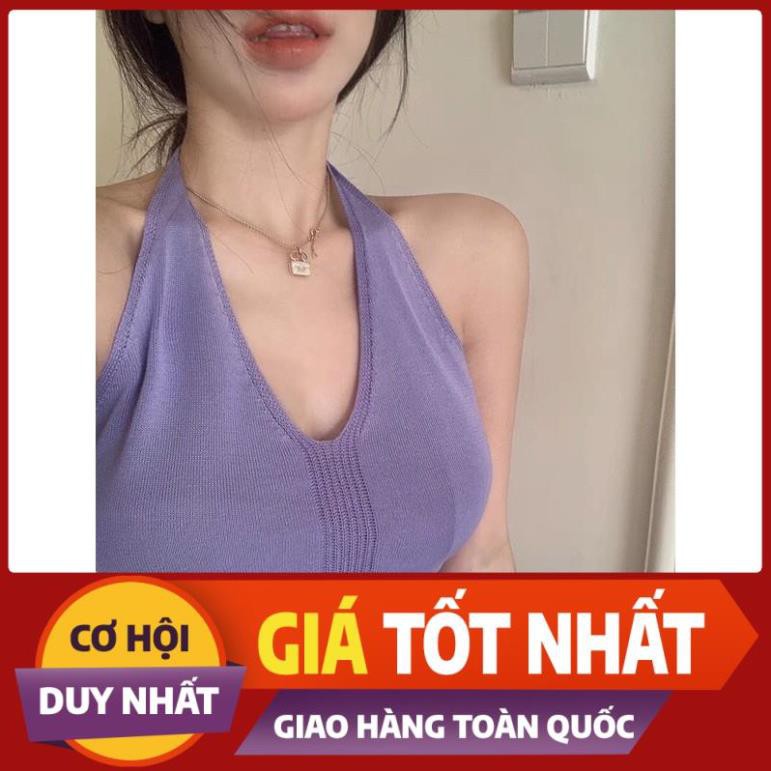 RẺ MẠT áo len đan nữ ngắn cổ yếm cột nơ cổ đủ màu quảng châu