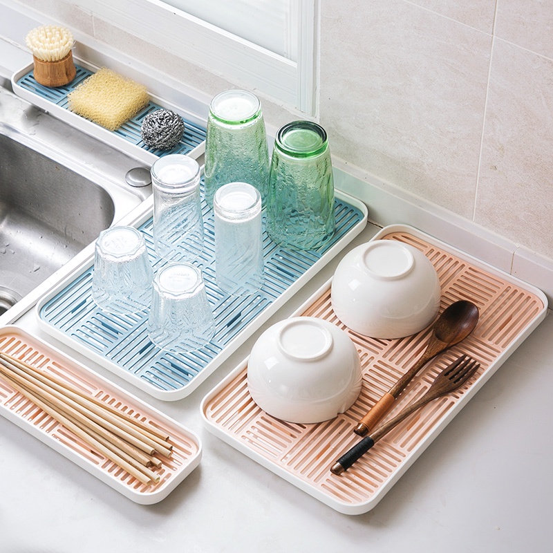 Khay thoát nước cốc hai lớp Bộ đồ ăn nhà bếp và giá để đũa nhựa đựng trái cây gia đình